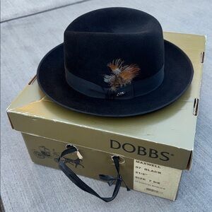 Dobbs Black Hat with Feather Accent